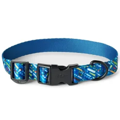 Adjustable Blue Splatter Paint Dog Collar