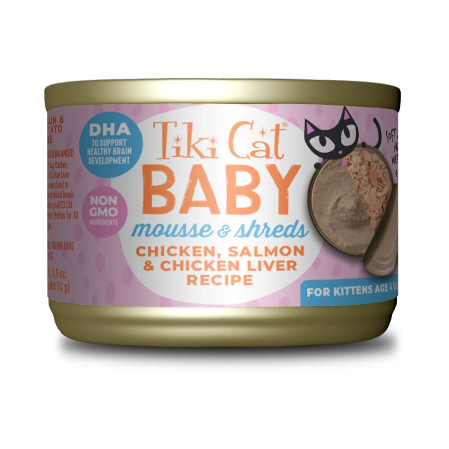 Baby Mousse & Shreds Chicken, Salmon & Chicken Liver Recipe Kitten Cat Food