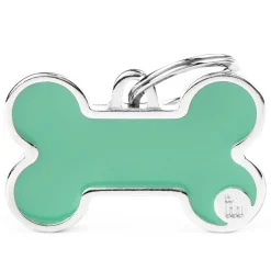 Basic Handmade Light Blue Bone ID Tag