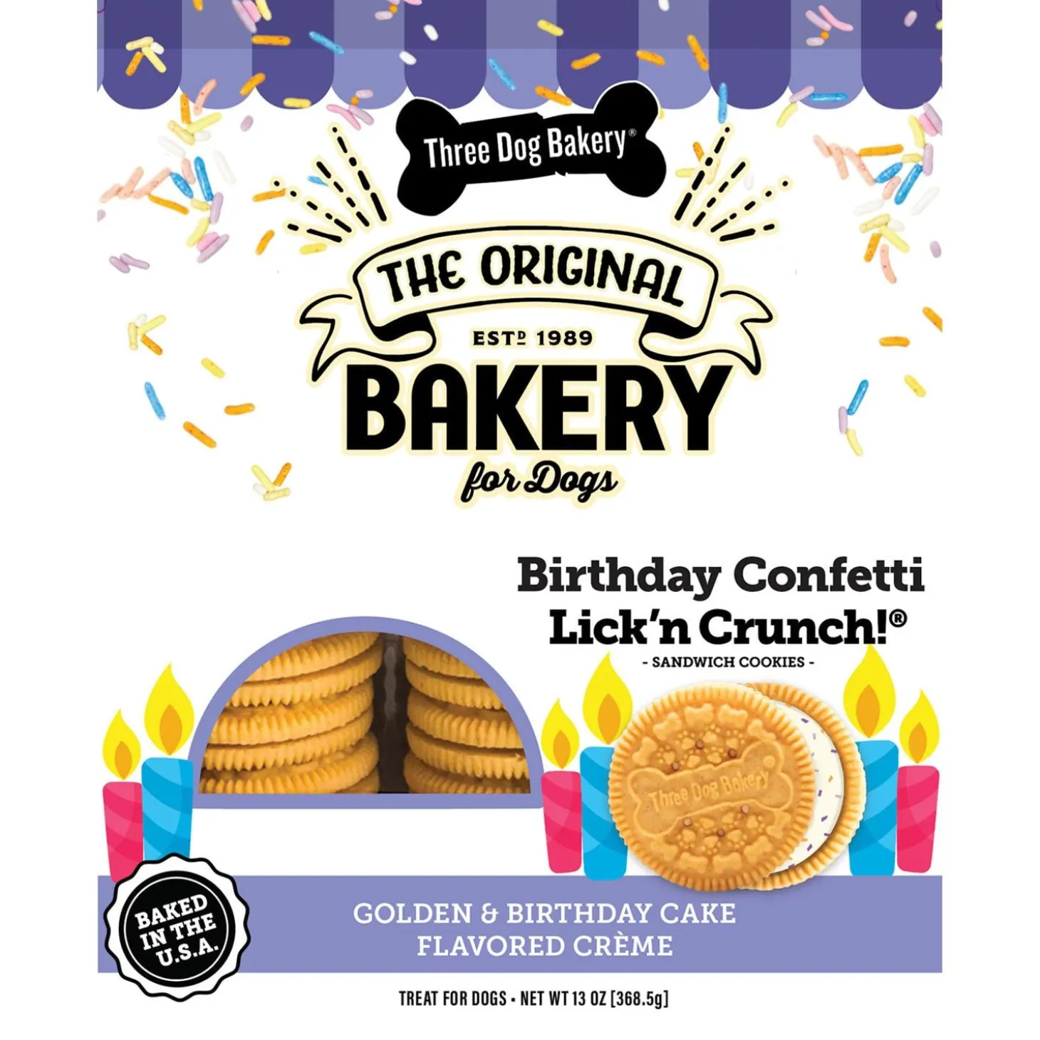 Birthday Confetti Lick'n Crunch! Sandwich Cookie Dog Treats