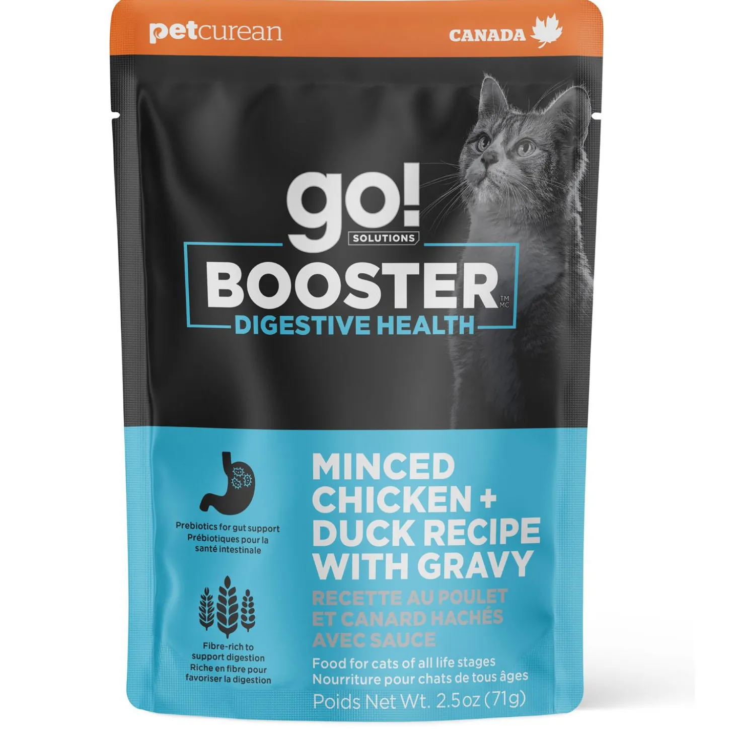 Booster Digestive Health Minced Chicken + Duck Recipe With Gravy Cat Food Topper