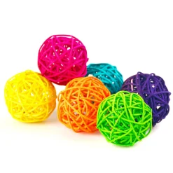 Bright Rattan Ball Assorted Colours Cat Toys