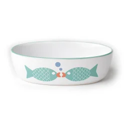 Bubble Fish Oval Bowl White/Turquoise