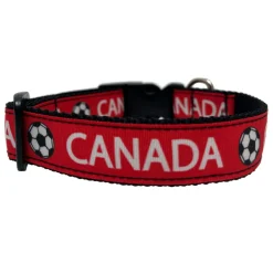 Canadian Soccer Red & White Dog Collar