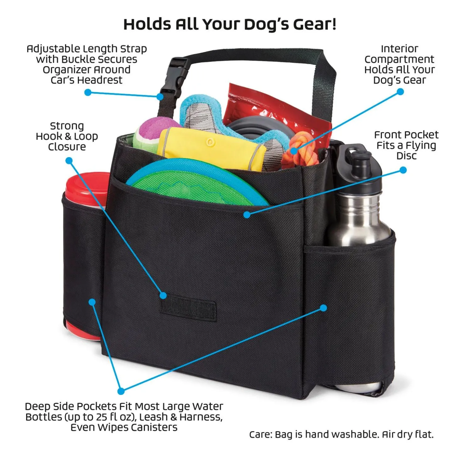 Car Seat Back Travel Black Organizer Bag