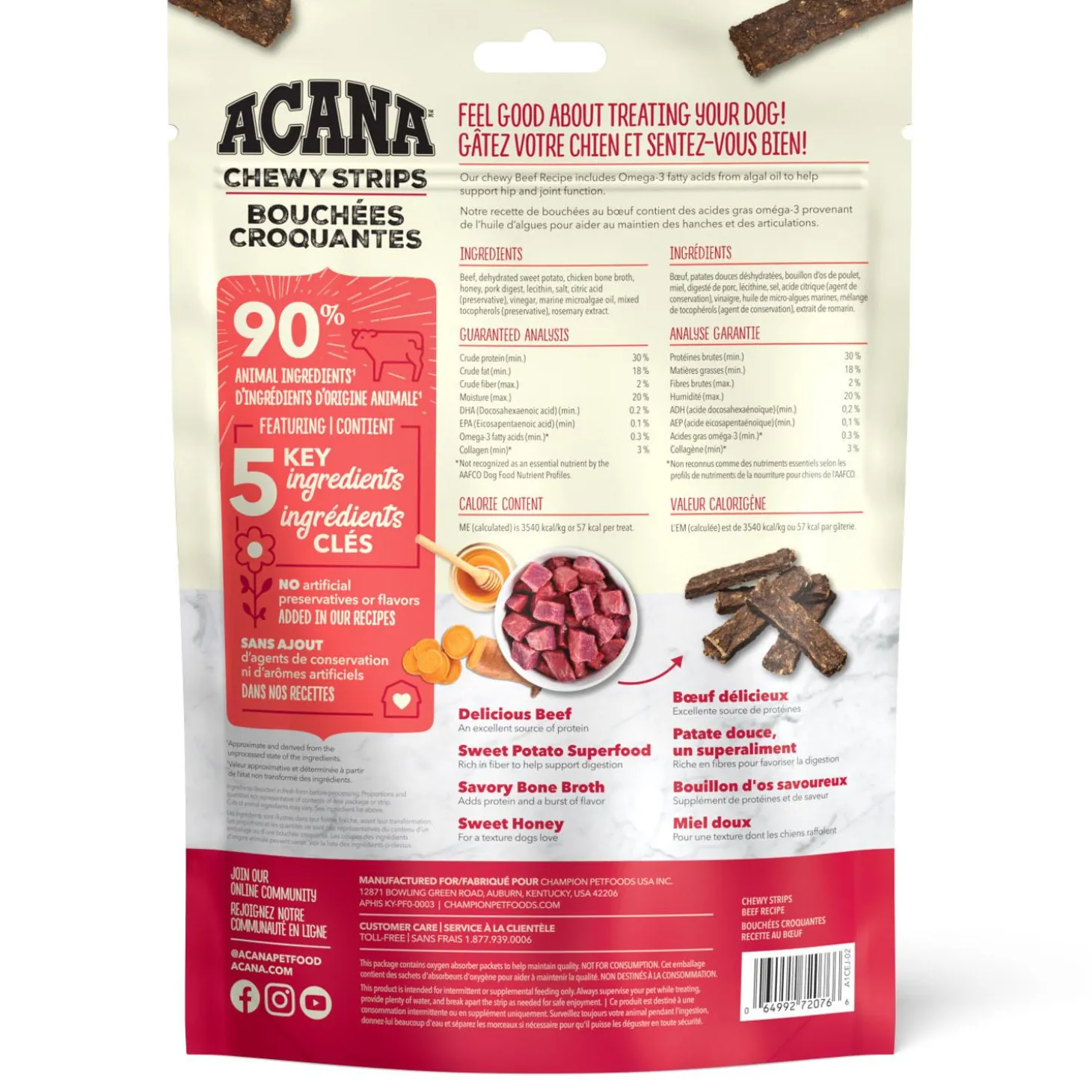 Chewy Strips Hip & Joint Support Beef Recipe Dog Treats