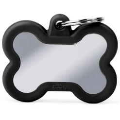 Chrome Bone with Black Rubber ID Tag