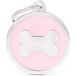 Classic Pink Bone Circle ID Tag