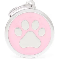 Classic Pink Paw Circle ID Tag