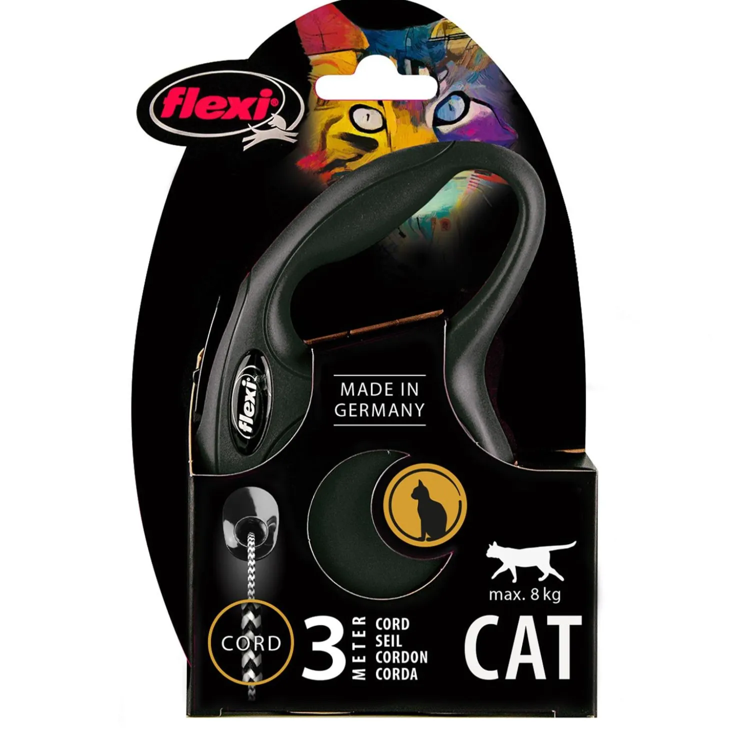 Classic Retractable Black Cord Cat Lead