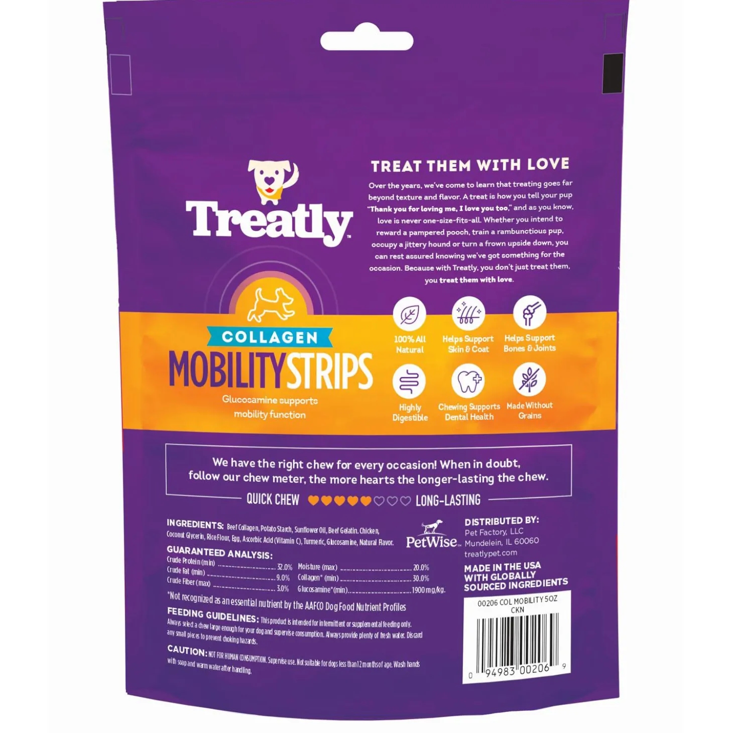 Collagen Mobility Strips with Real Chicken Small Dog Treats