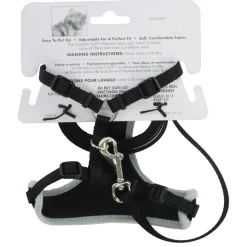 Comfort Soft Adjustable Black Mesh Cat Harness & Leash