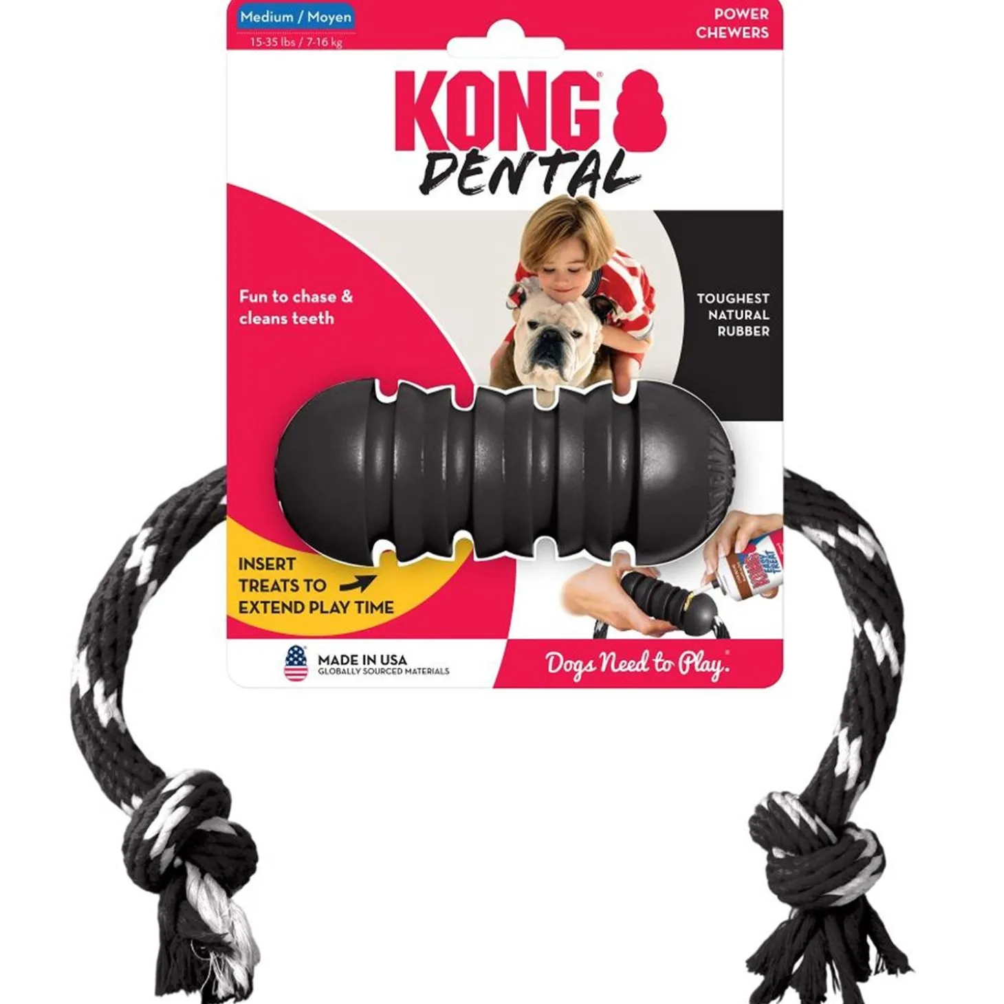 Dental Extreme Rubber & Rope Dog Toy