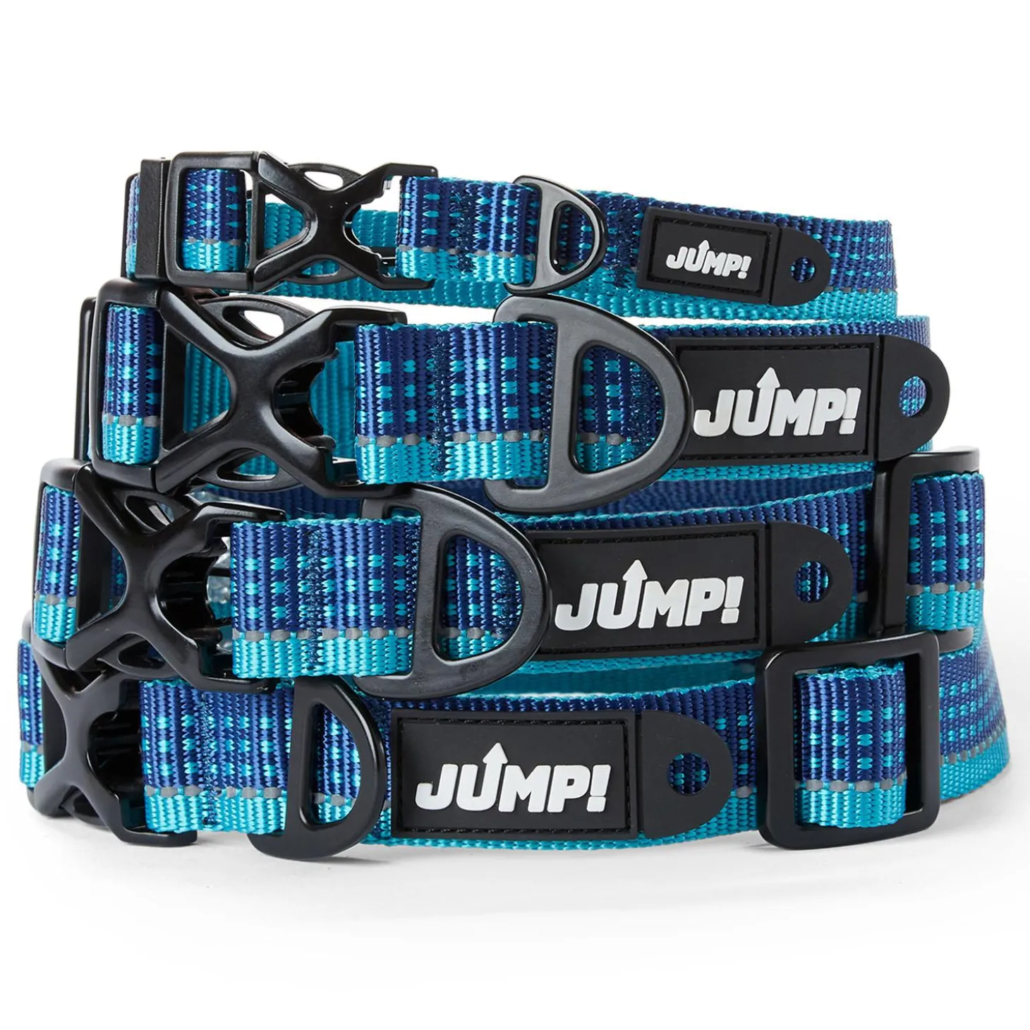 Discover Dog Reflective Adjustable Blue & Aqua Dog Collar