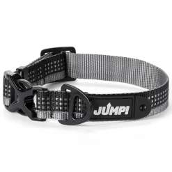 Discover Dog Reflective Adjustable Black & Grey Dog Collar