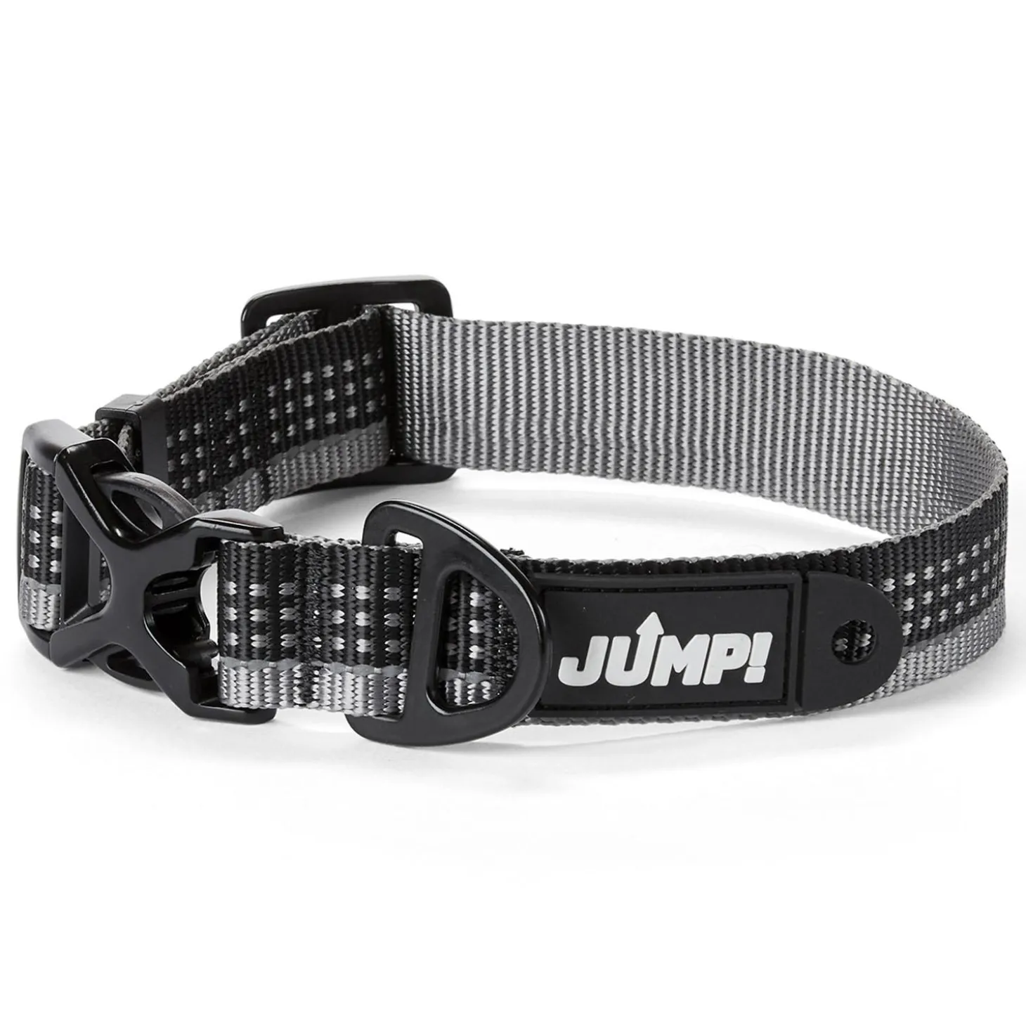 Discover Dog Reflective Adjustable Black & Grey Dog Collar