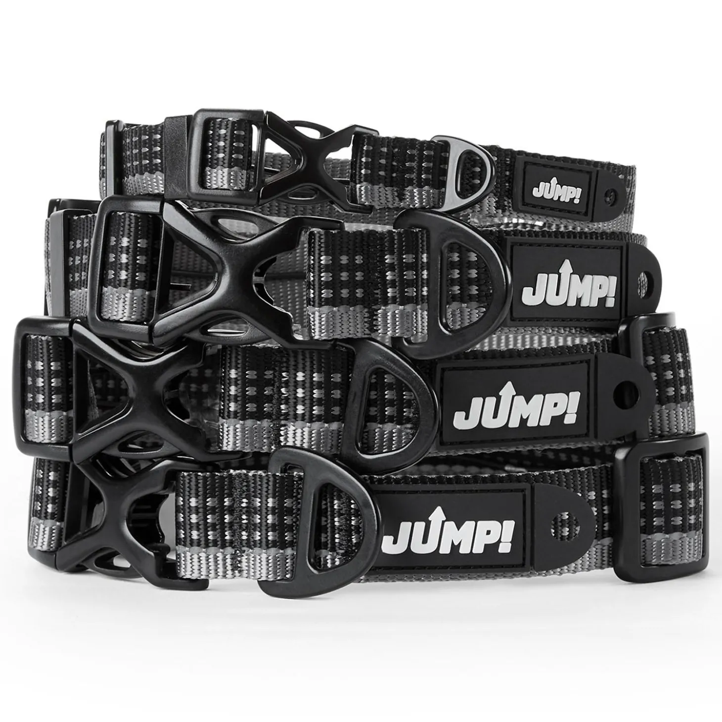 Discover Dog Reflective Adjustable Black & Grey Dog Collar