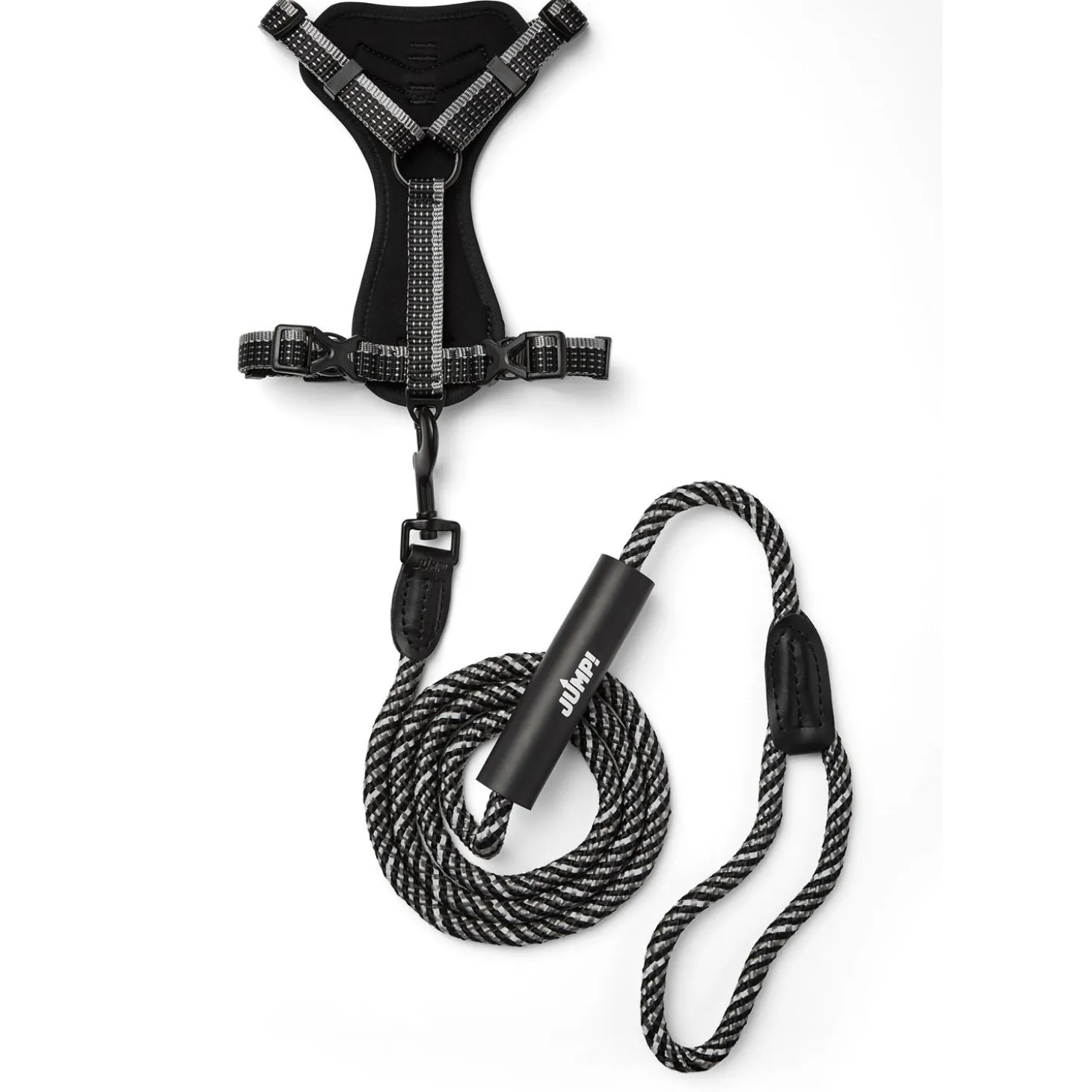 Discover Dog Reflective Multi Attachment Black & Grey Dog Harness