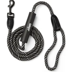 Discover Dog Reflective Rope 3/8in Black & Grey Dog Leash