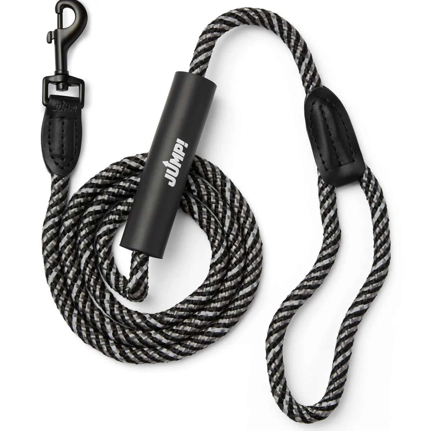 Discover Dog Reflective Rope 3/8in Black & Grey Dog Leash
