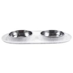 Double Silicone Marble Feeder with Stainless Saucer Shaped Bowls