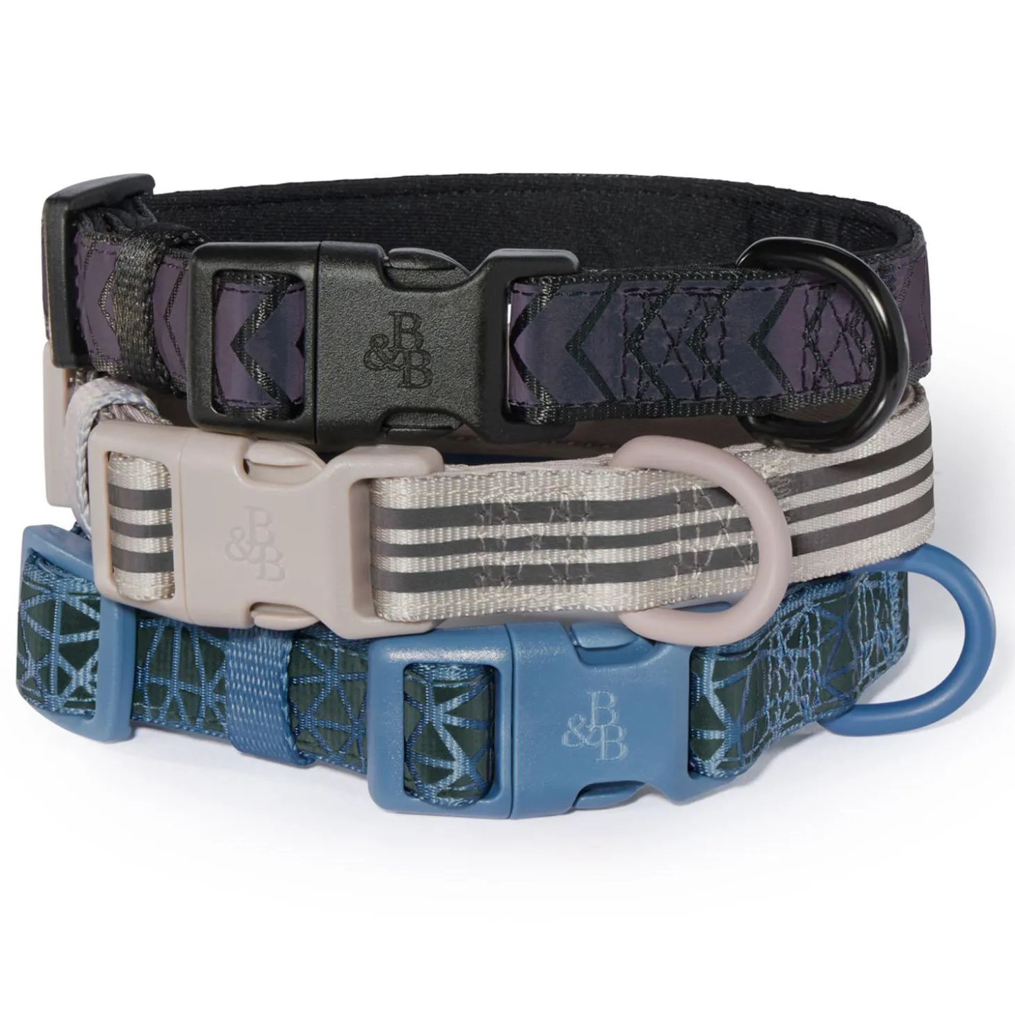 Dusty Blue Reflective Cushion Neoprene Padded Dog Collar