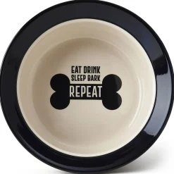 Eat Drink Repeat Woof Bowl Black & White