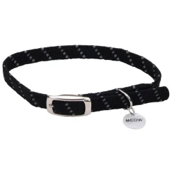ElastaCat Reflective Safety Stretch Black Cat Collar