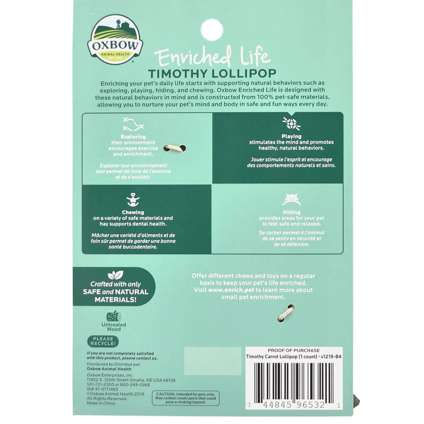 Enriched Life Timothy Carrot Lollipop Small Animal Toy