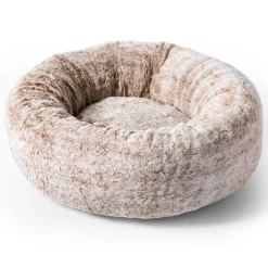 Faux Fur Round Cuddler Brown Bed