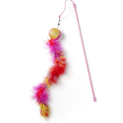 Feather Ball Pink Teaser Wand Cat Toy