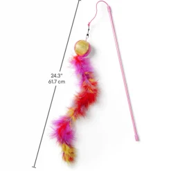 Feather Ball Pink Teaser Wand Cat Toy