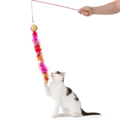 Feather Ball Pink Teaser Wand Cat Toy