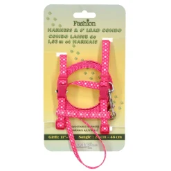 Figure H Fashion Pink Adjustable Cat Harness and Leash Combo