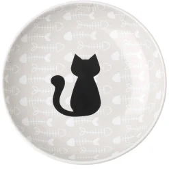 Fishbone Kitty Design Stoneware Taupe Cat Bowl