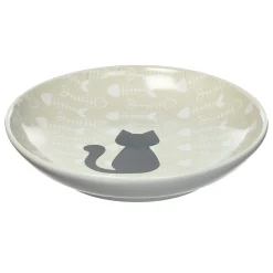 Fishbone Kitty Design Stoneware Taupe Cat Bowl