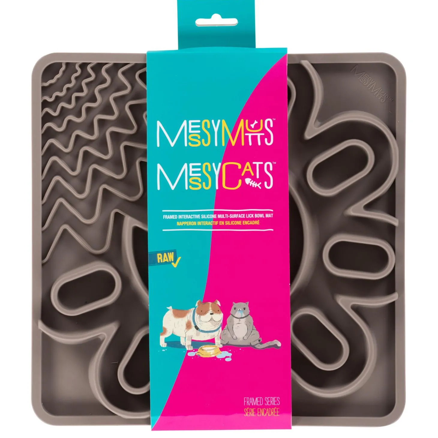 Framed Interactive Silicone Multi-Surface Grey Lick Bowl Mat