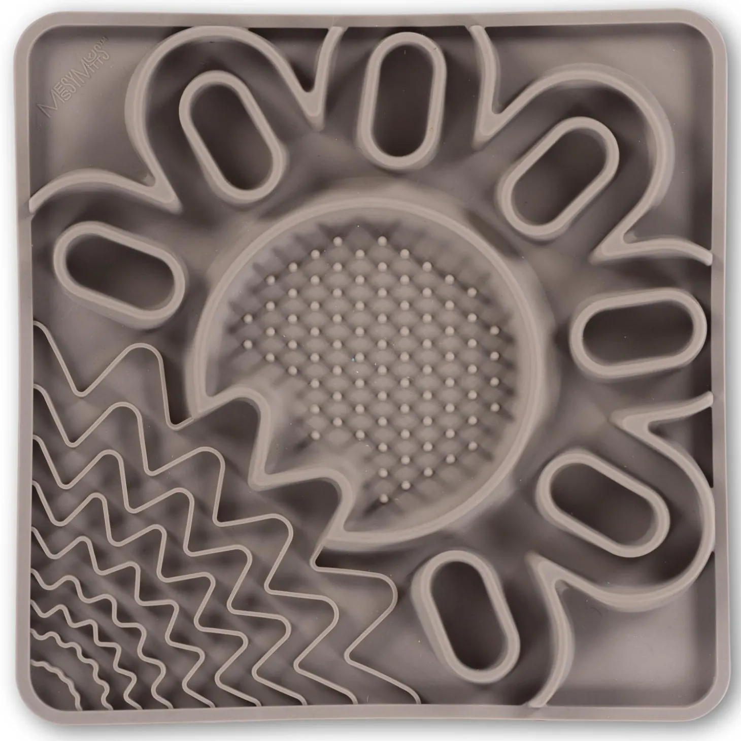 Framed Interactive Silicone Multi-Surface Grey Lick Bowl Mat