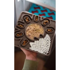 Framed Interactive Silicone Multi-Surface Grey Lick Bowl Mat