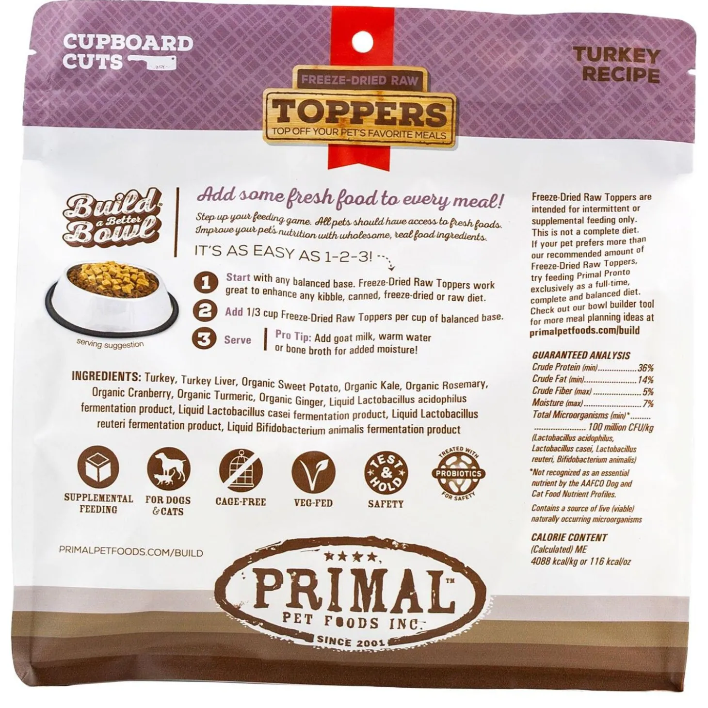 Freeze-Dried Raw Toppers Cupboard Cuts Turkey Recipe Dog & Cat Food