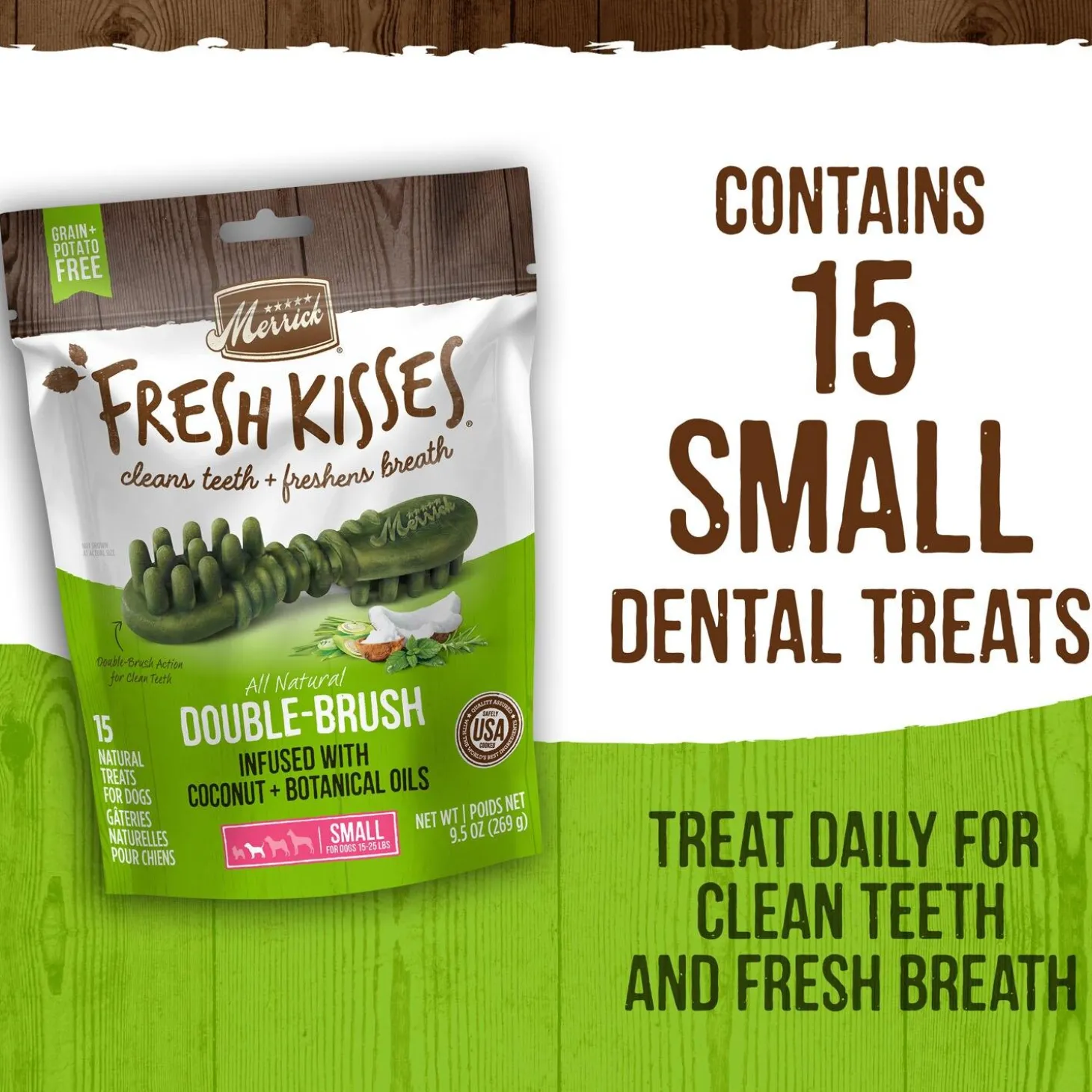Fresh Kisses Double-Brush Coconut & Botanical Oils Small Breed Dog Treats