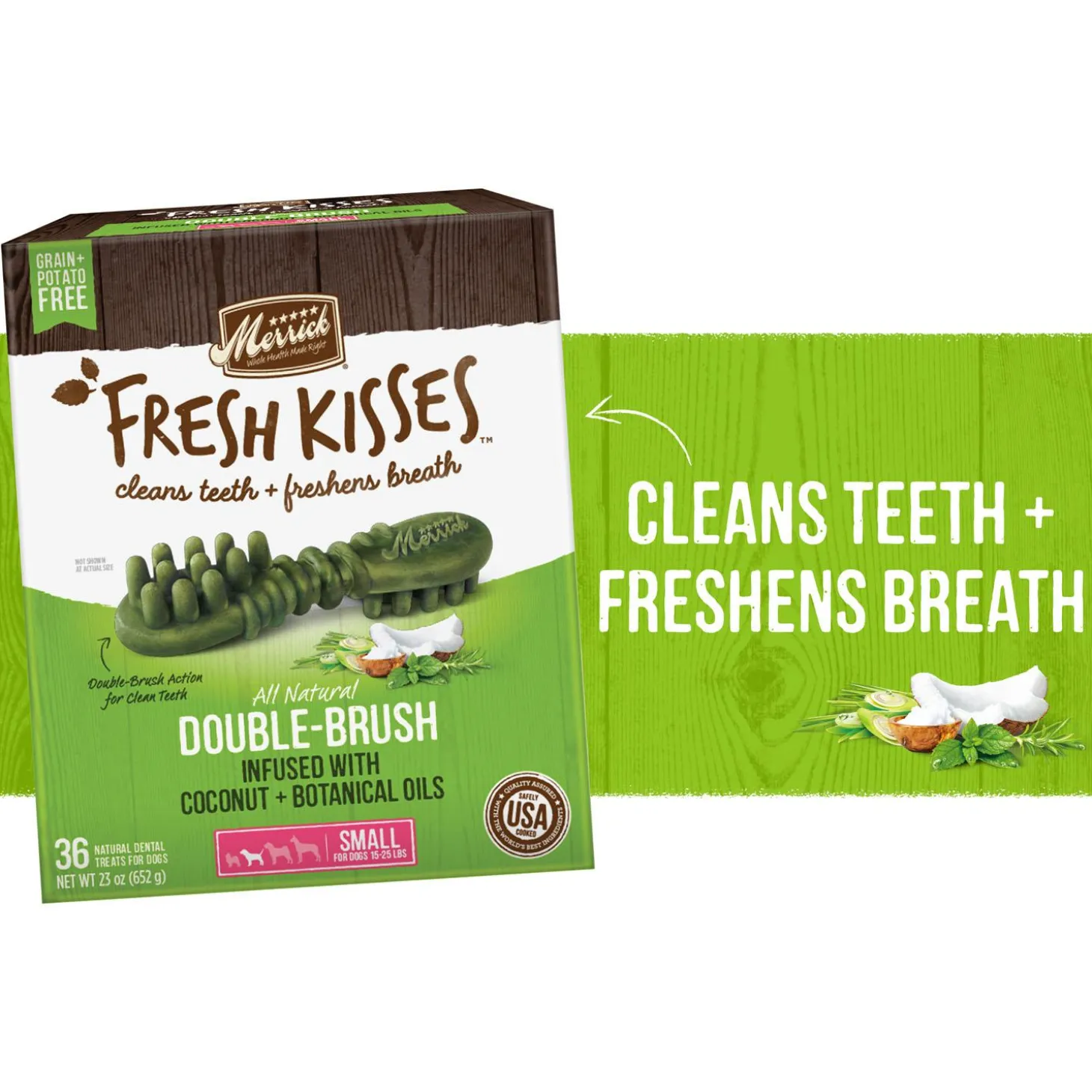 Fresh Kisses Double-Brush Coconut & Botanical Oils Small Breed Dog Treats