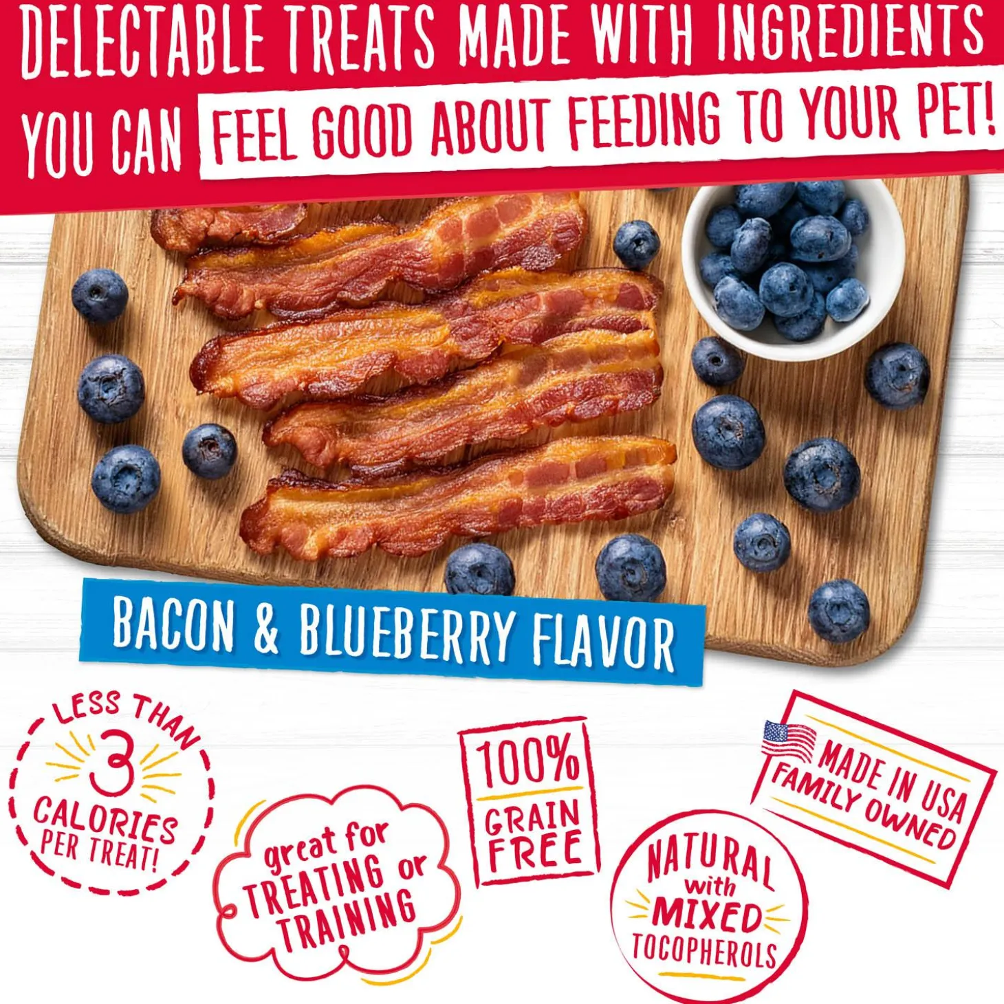 Grain Free Crunch Bacon & Blueberry Flavour Dog Treats