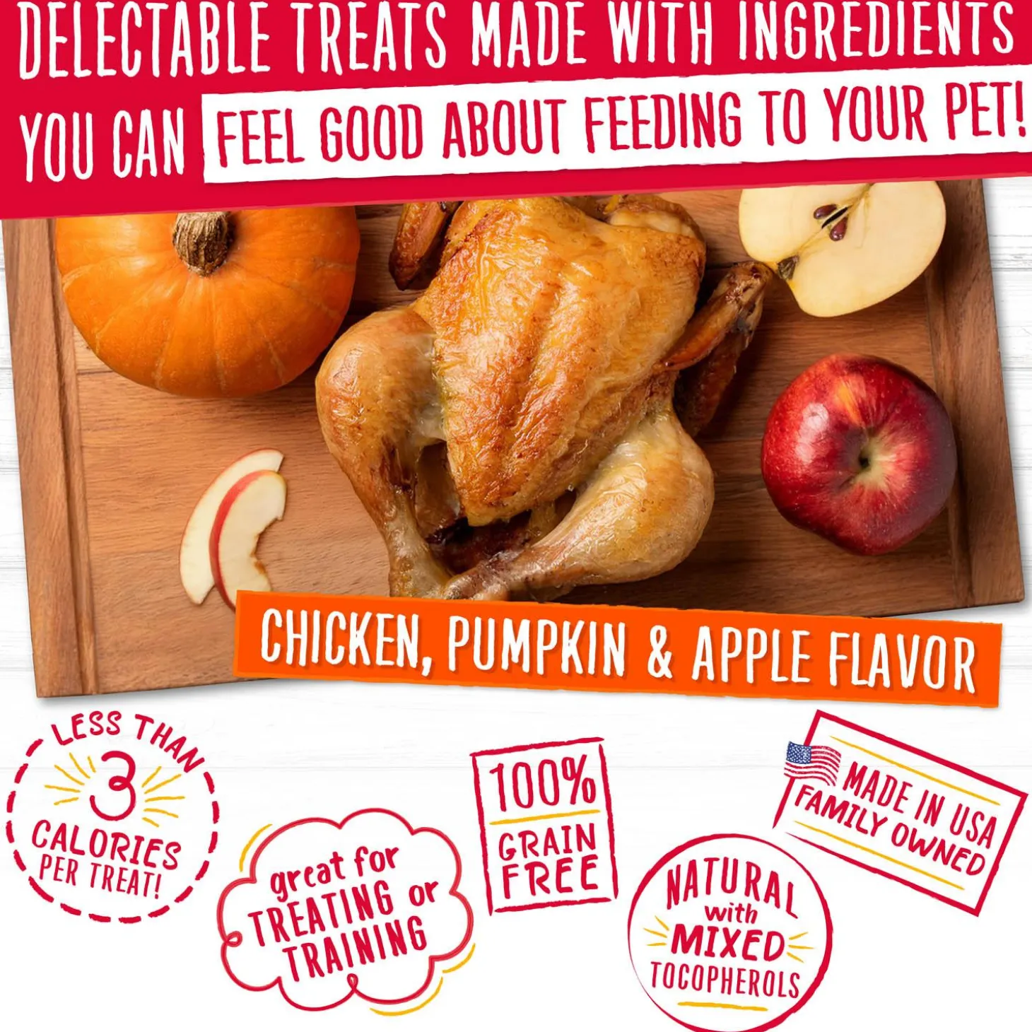 Grain Free Crunch Chicken, Pumpkin & Apple Flavour Dog Treats