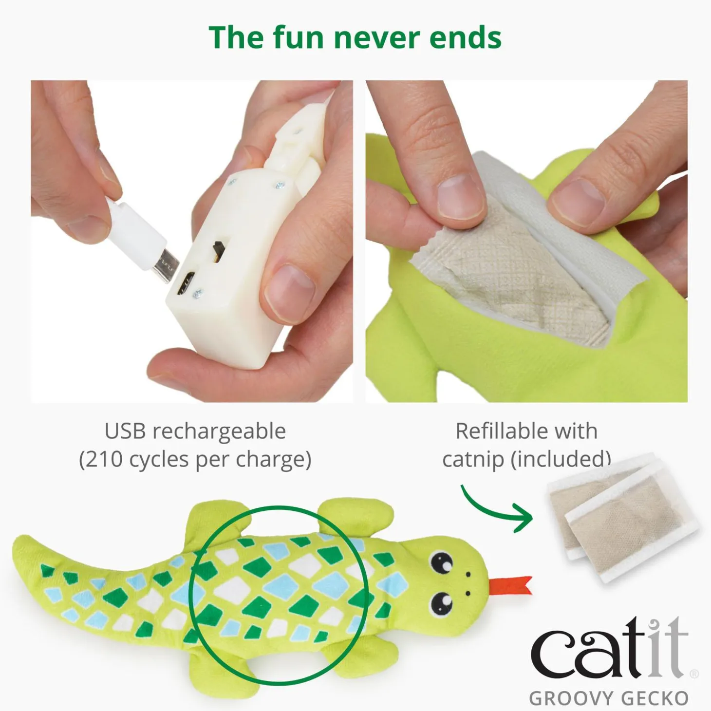 Groovy Gecko Green Cat Toy