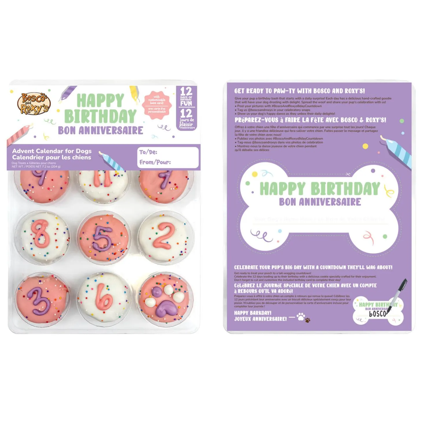 Happy Birthday Pink Advent Calendar Dog Treats