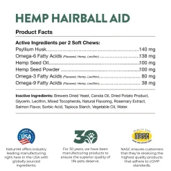 Hemp Hairball Aid Soft Cat Chews