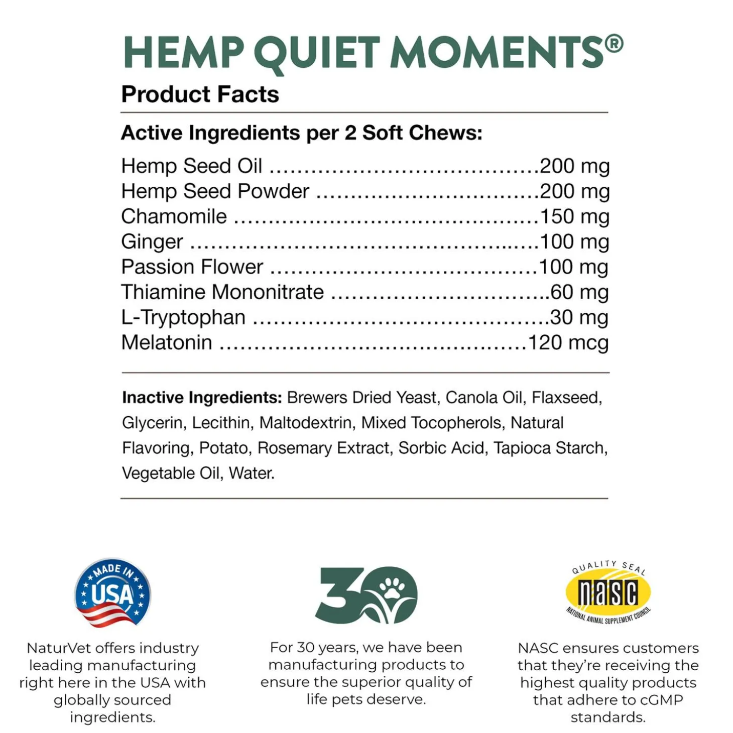Hemp Quiet Moments Soft Dog Chews