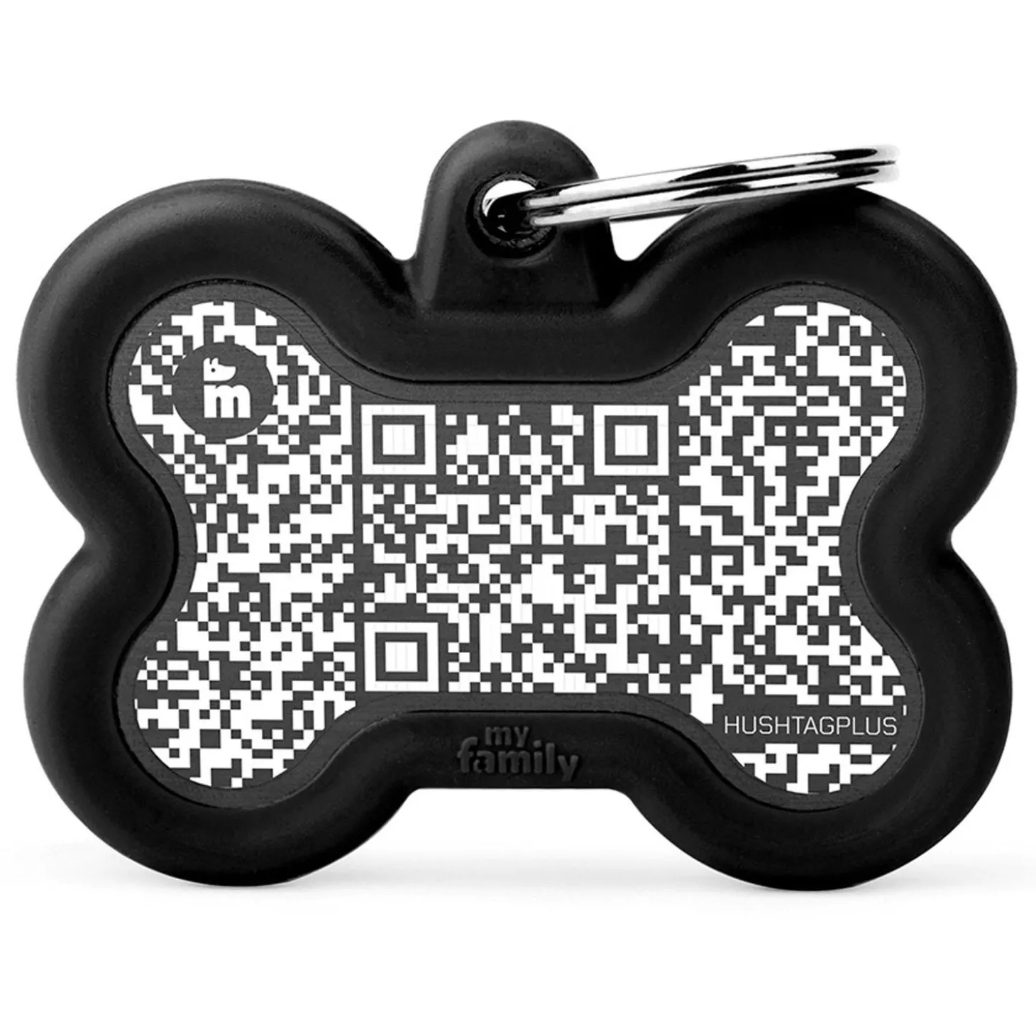 Hushtag Plus QR Code Black Bone ID Tag