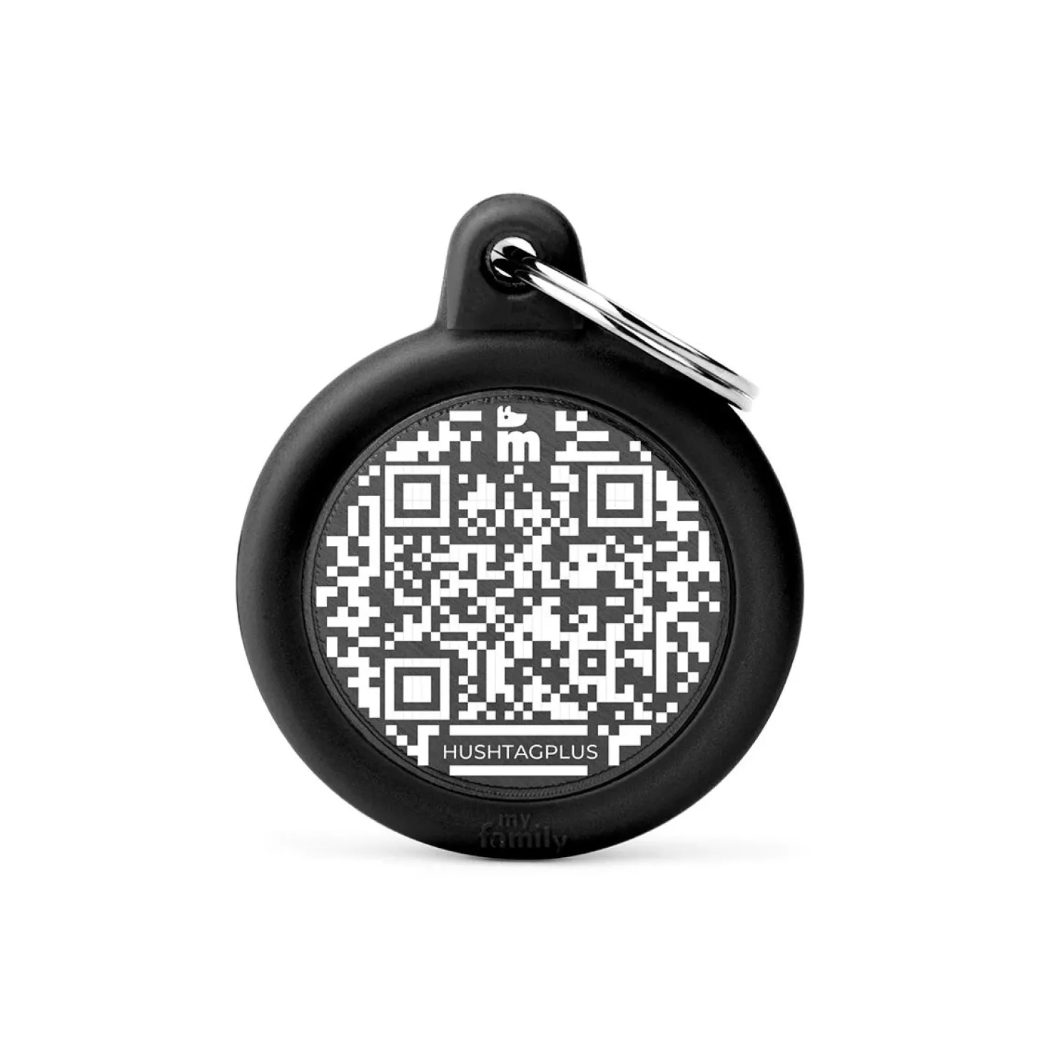 Hushtag Plus QR Code Black Circle ID Tag